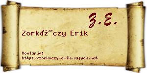 Zorkóczy Erik névjegykártya